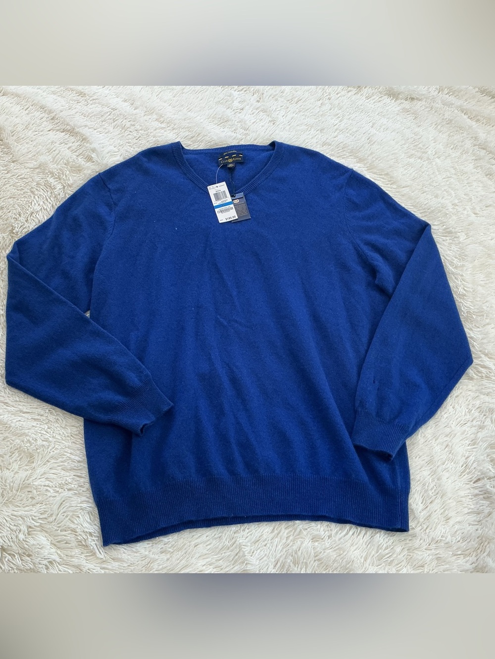 Club Room Estate Cashmere long sleeve royal Blue Men’s V-neck Sweater XL